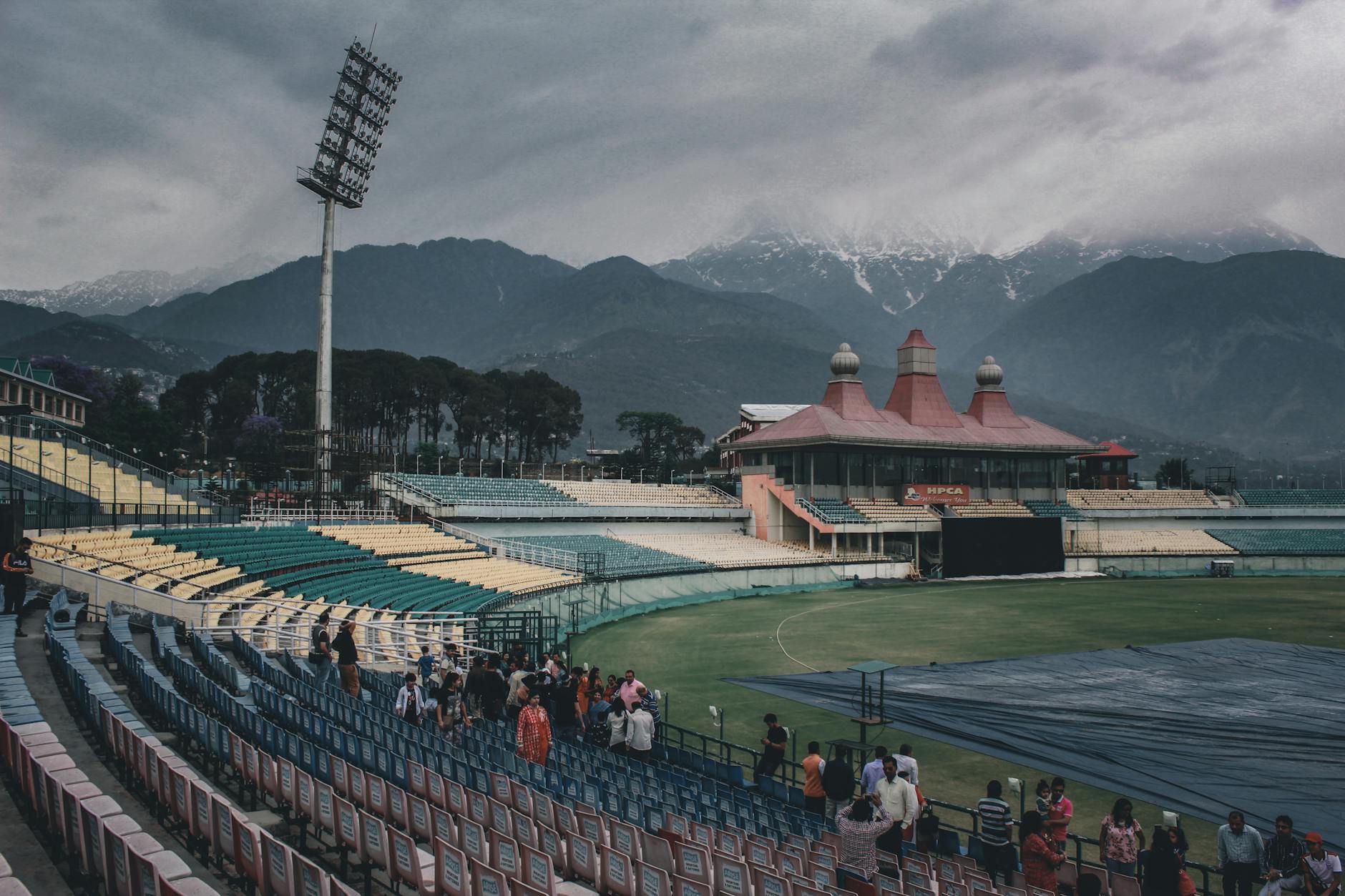 people in het himachal pradesh cricket association stadium in india