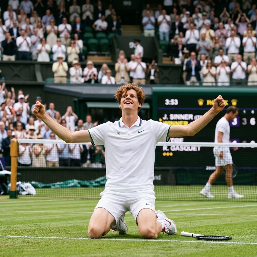 Jannik Sinner wins Rd 1 at Wimbledon