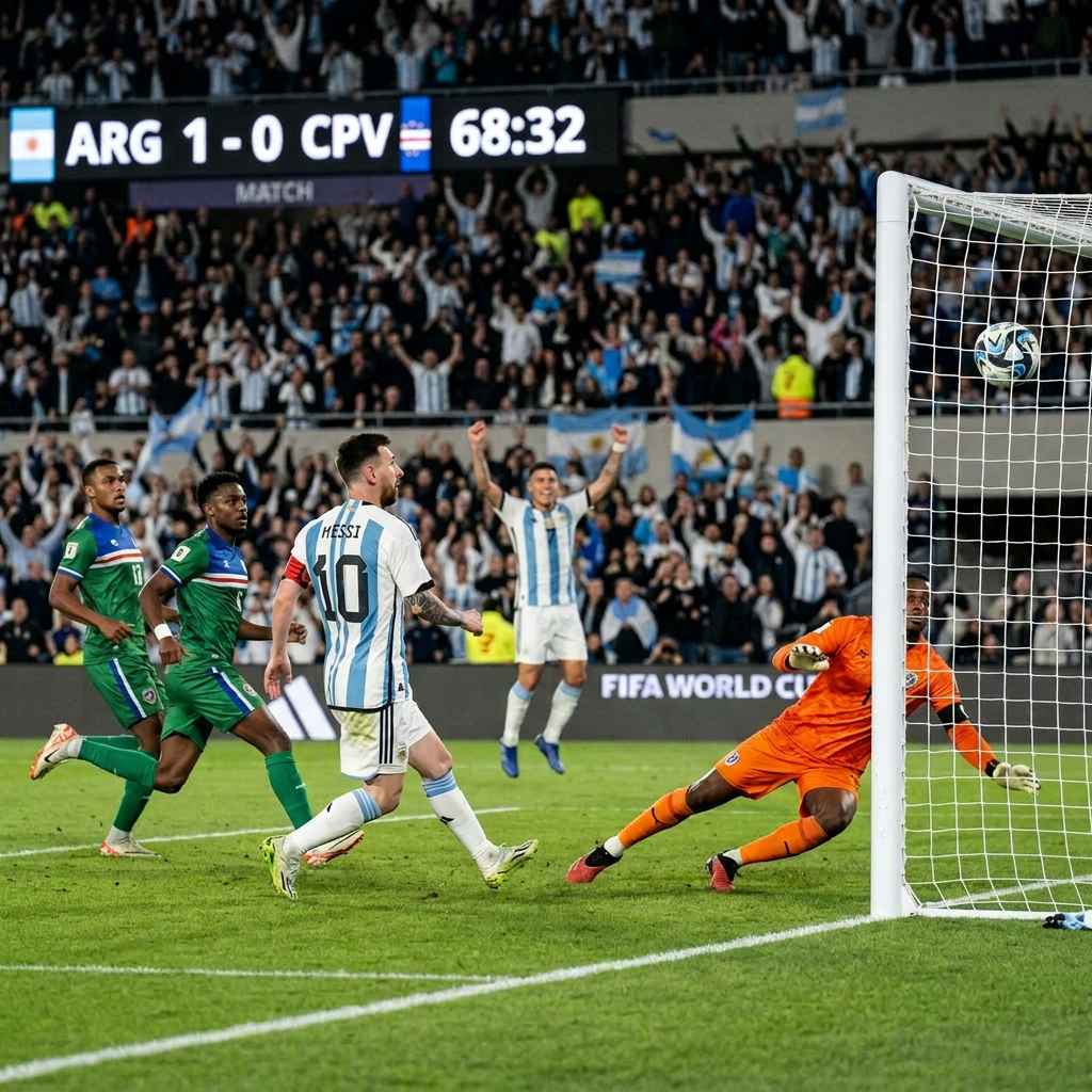 Lionel Messi scores for Argentina against Cape Verde