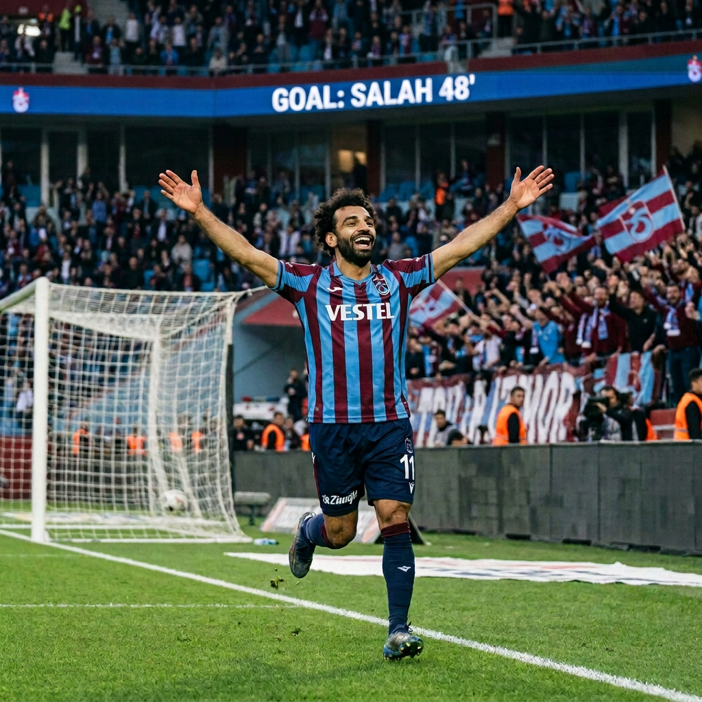 Salah celebrates goal for Trabzonspor
