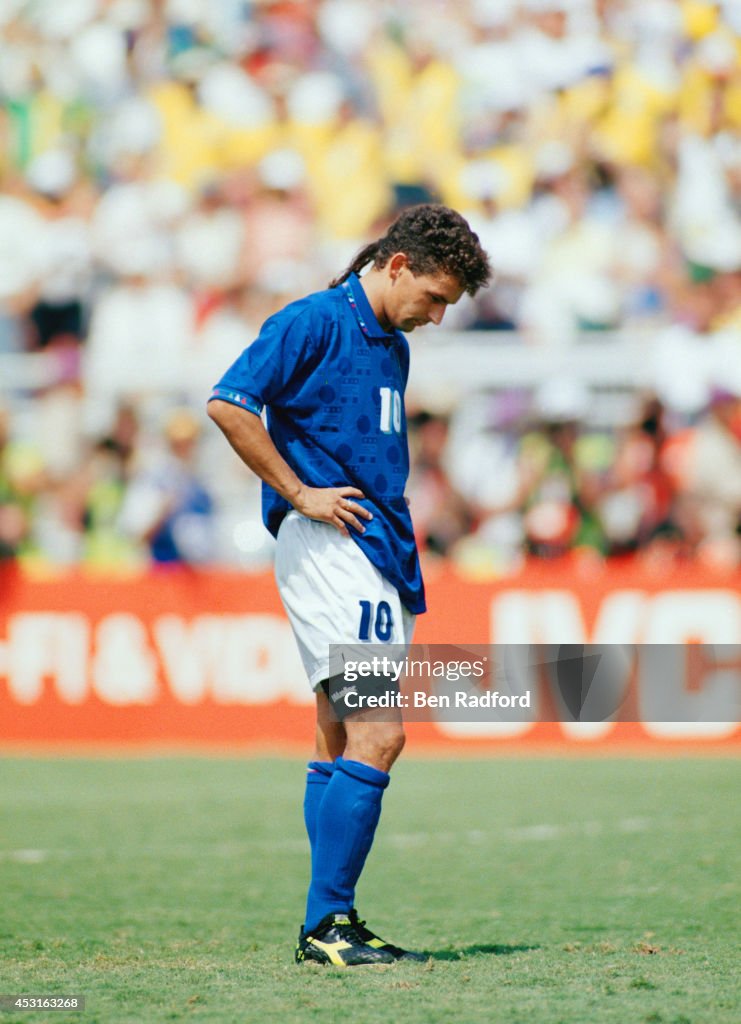 Roberto Baggio after missing the vital penalty
