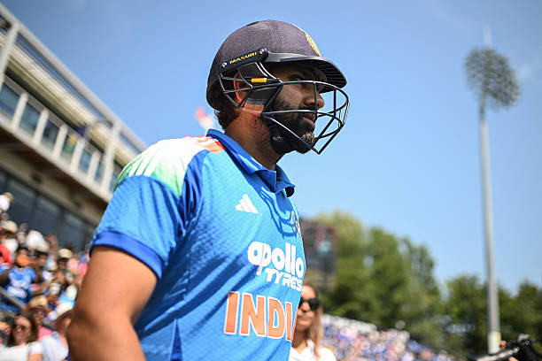 Rohit Sharma comes out to bat for the second one-day international (ODI) cricket match