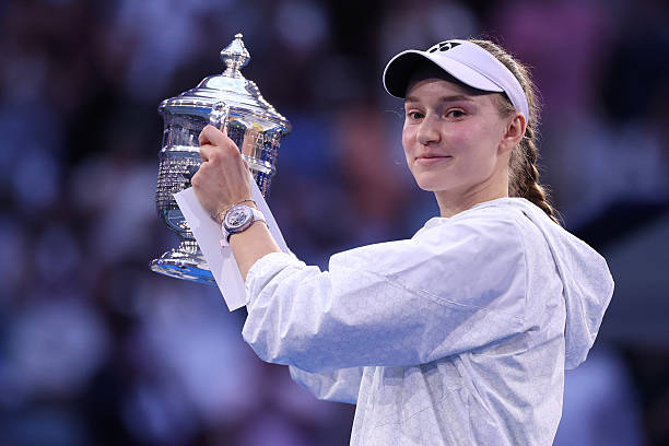 US Open final: Elena Rybakina of Kazakhstan celebrates with the trophy after defeating Aryna Sabalenka