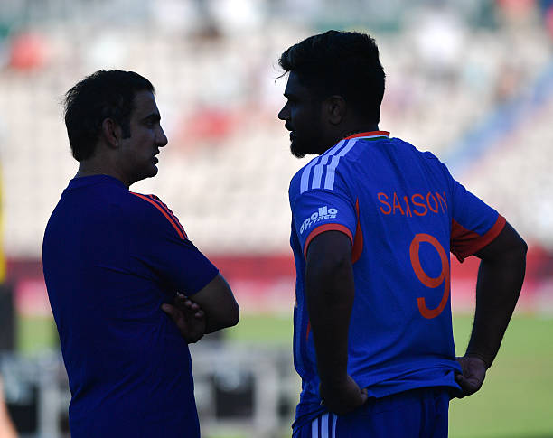Sanju Samson and head coach Gautam Gambhir of India