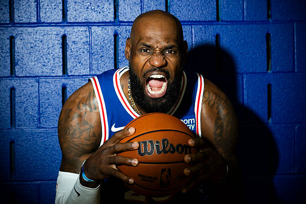 LeBron James #23 of the Philadelphia 76ers poses